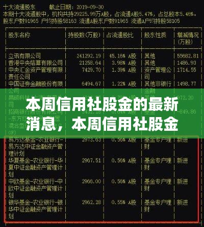 本周信用社股金動態(tài)解析與觀點(diǎn)闡述，最新消息深度探討