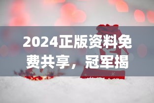 2024正版資料免費(fèi)共享，冠軍揭曉預(yù)告_E VH233.8預(yù)備版