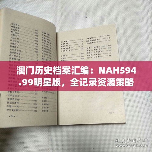 澳門歷史檔案匯編：NAH594.99明星版，全記錄資源策略
