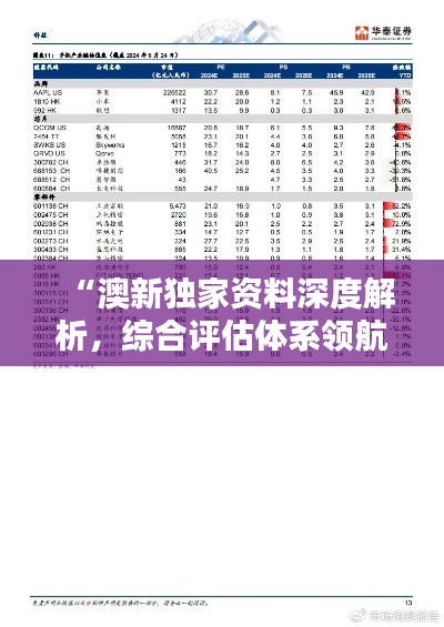 “澳新獨(dú)家資料深度解析，綜合評(píng)估體系領(lǐng)航版APY425.32”