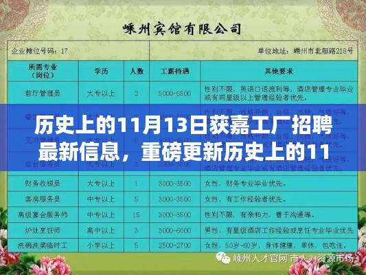 歷史上的11月13日獲嘉工廠招聘資訊大解析，最新崗位信息與全面資訊更新