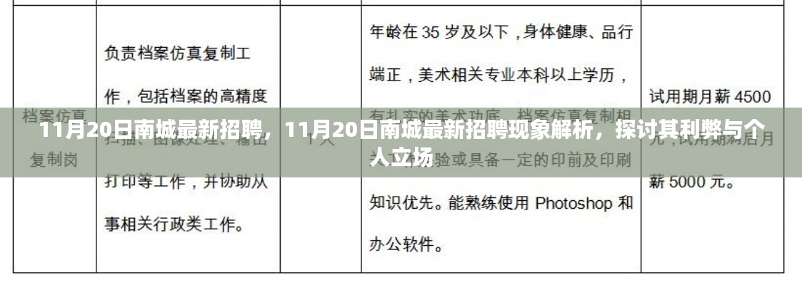 11月20日南城最新招聘現(xiàn)象解析，利弊探討與個(gè)人立場