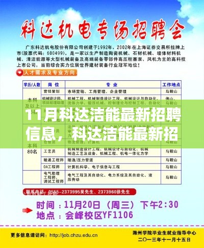 11月科達(dá)潔能最新招聘信息發(fā)布，求職者的福音