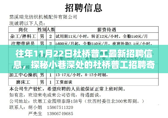 杜橋普工最新招聘信息揭秘，11月22日探秘小巷深處的招聘奇遇記