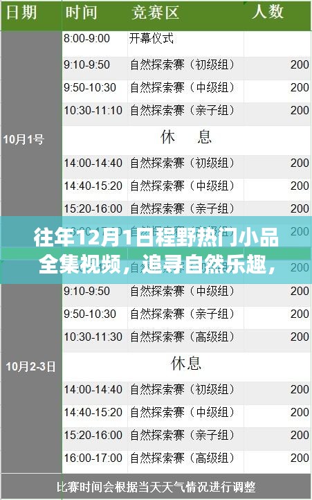 歷年十二月一日程野小品盛宴，追尋自然樂趣，啟程心靈寧靜之旅