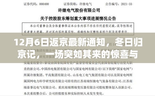 冬日歸京驚喜，最新返京通知下的暖心重逢，十二月六日啟程回家路