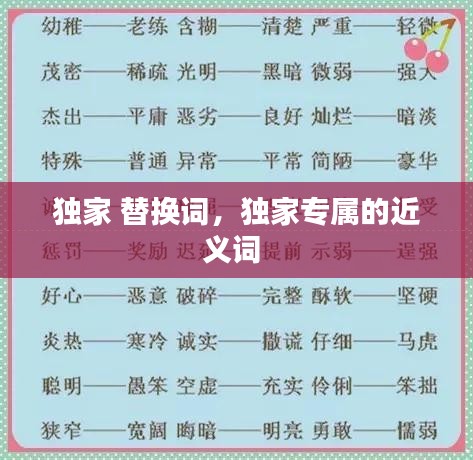 獨(dú)家 替換詞，獨(dú)家專屬的近義詞 