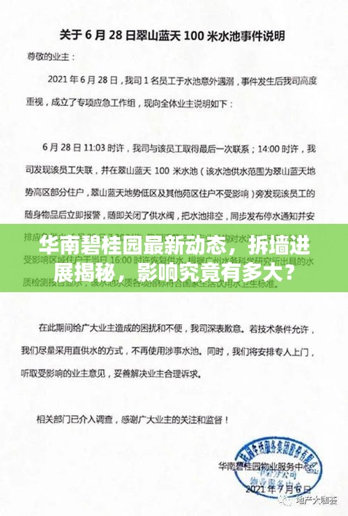 華南碧桂園最新動(dòng)態(tài)，拆墻進(jìn)展揭秘，影響究竟有多大？