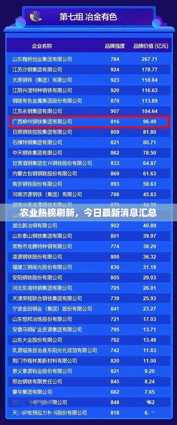 農(nóng)業(yè)熱榜刷新，今日最新消息匯總