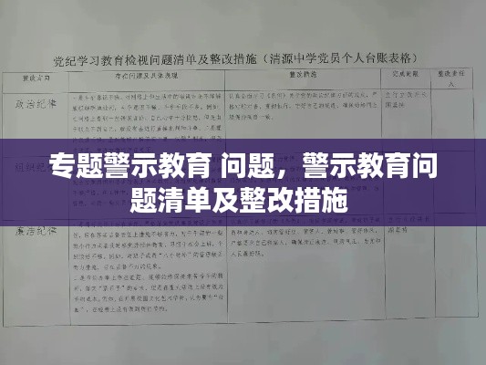專題警示教育 問題，警示教育問題清單及整改措施 