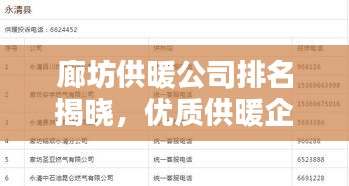 廊坊供暖公司排名揭曉，優(yōu)質(zhì)供暖企業(yè)榜單出爐！