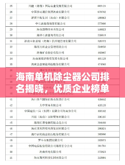 海南單機(jī)除塵器公司排名揭曉，優(yōu)質(zhì)企業(yè)榜單不容錯(cuò)過(guò)！