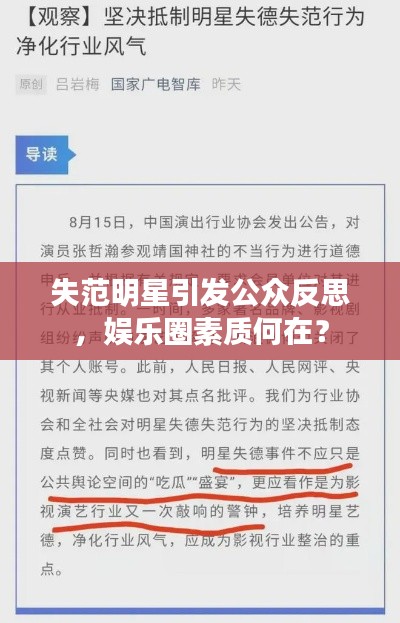 失范明星引發(fā)公眾反思，娛樂圈素質何在？