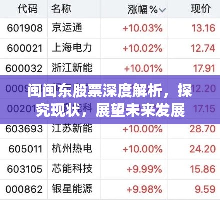 閩閩東股票深度解析，探究現(xiàn)狀，展望未來發(fā)展