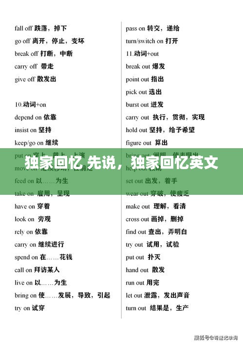 獨家回憶 先說，獨家回憶英文 