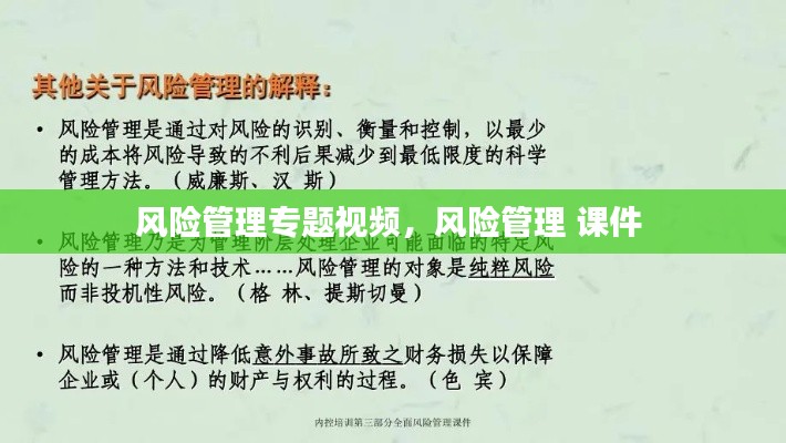 風險管理專題視頻，風險管理 課件 