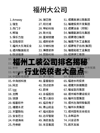 福州工裝公司排名揭秘，行業(yè)佼佼者大盤點