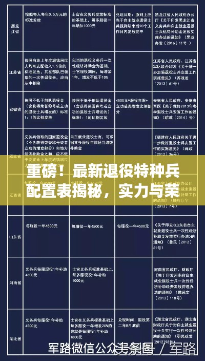 重磅！最新退役特種兵配置表揭秘，實(shí)力與榮耀并存