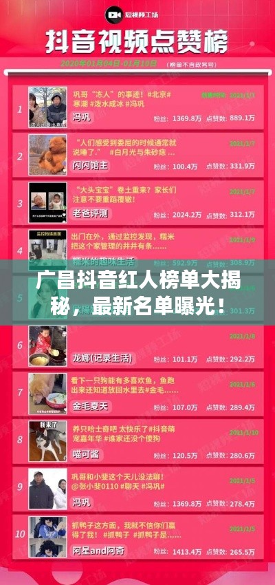 廣昌抖音紅人榜單大揭秘，最新名單曝光！