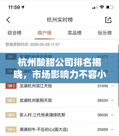 杭州酸甜公司排名揭曉，市場(chǎng)影響力不容小覷